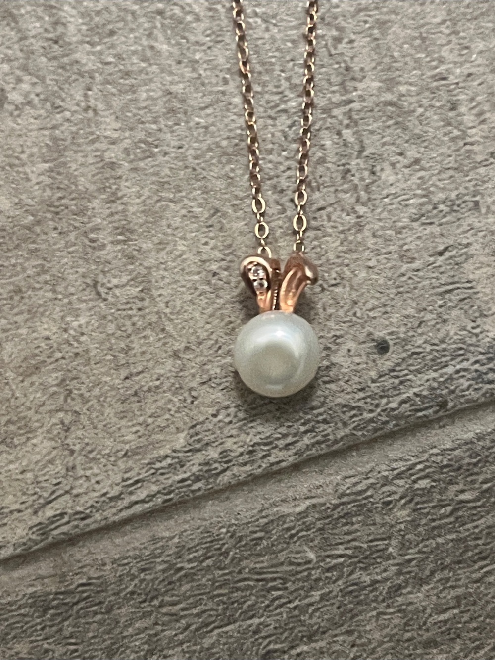 Rose Gold Tone - 925 Silver Pearl Pendant Necklace - Women Jewelry